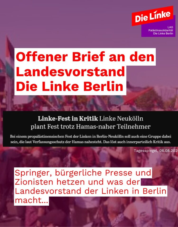 Offener Brief an den Landesvorstand Die Linke Berlin