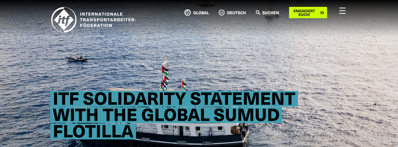 SOLIDARITÄTSERKLÄRUNG DER ITF MIT DER GLOBALEN SUMUD-FLOTTILLE