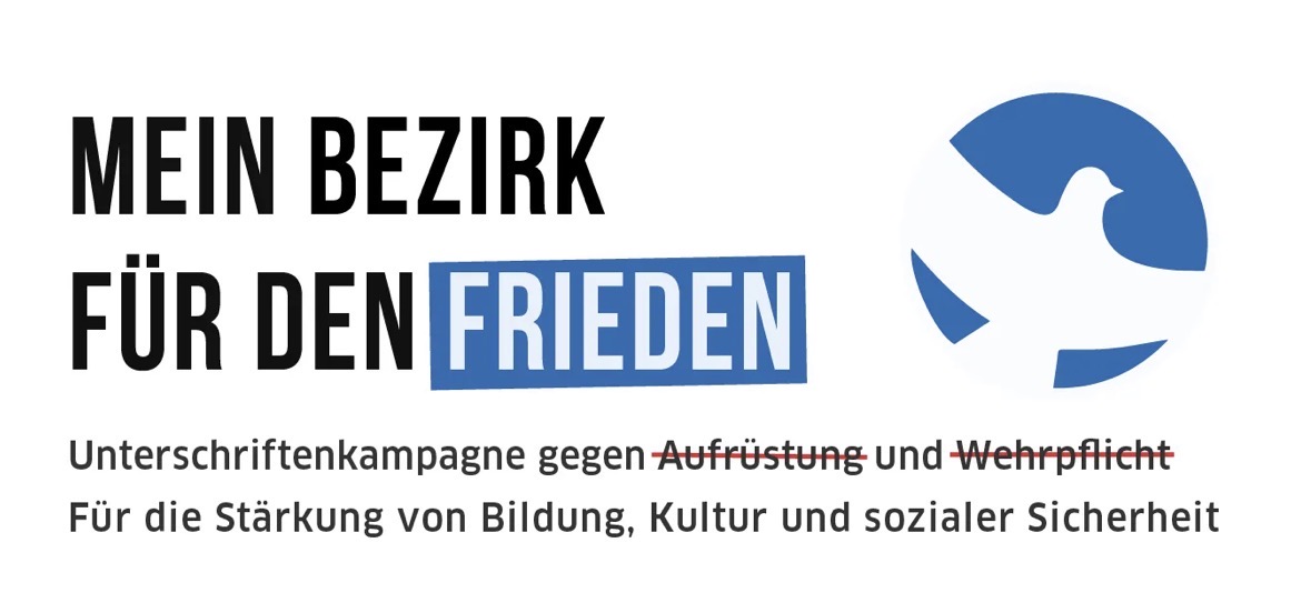 Unterschriftenkampagne gegen Aufrüstung und Wehrpflicht an BVV Mitte