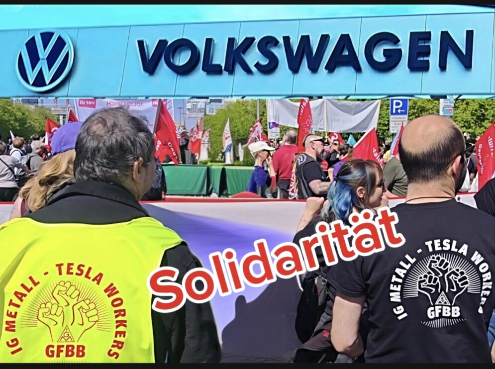 IG Metaller:innen von Tesla solidarisieren sich mit ihren Kolleg:innen bei VW