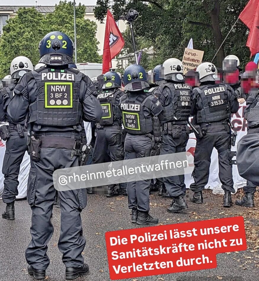 Polizei löst friedliche Blockade gegen Kriegsmaschinerie brutal  auf!